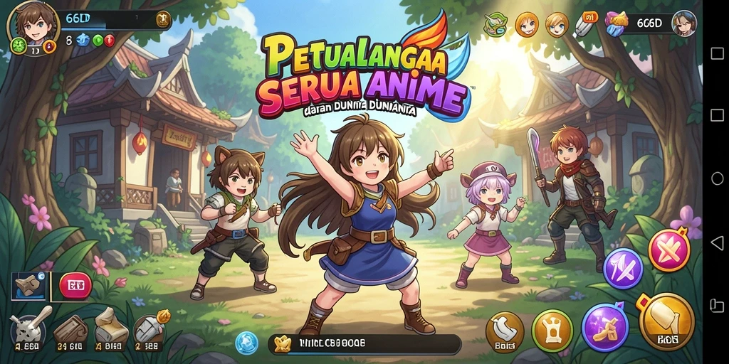 Tampilan screenshot permainan 66D yang menampilkan aksi karakter anime.