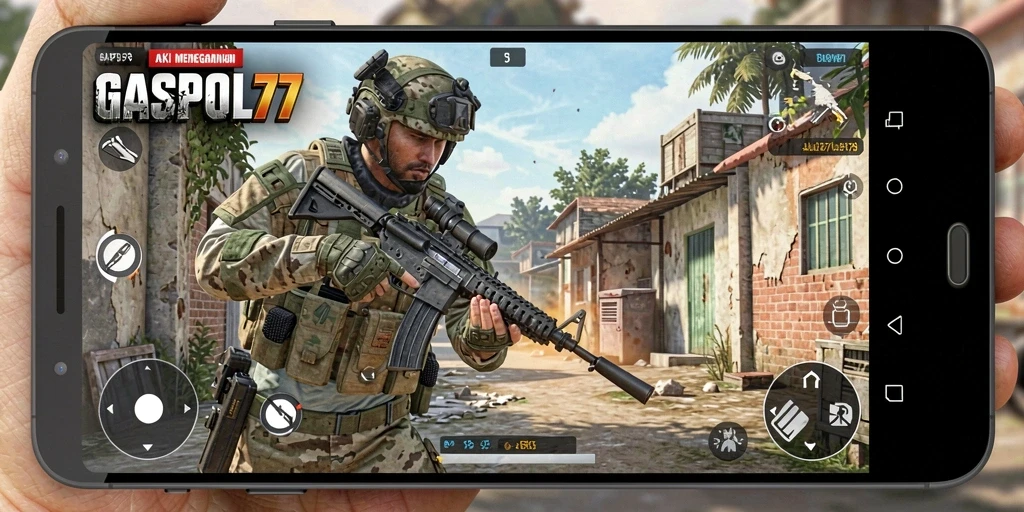 Screenshot GASPOL77 menampilkan aksi menegangkan dalam medan perang FPS.