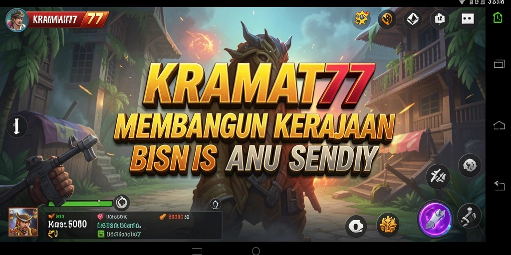 Screenshot gameplay KRAMAT77 menampilkan pembangunan bisnis yang strategis.