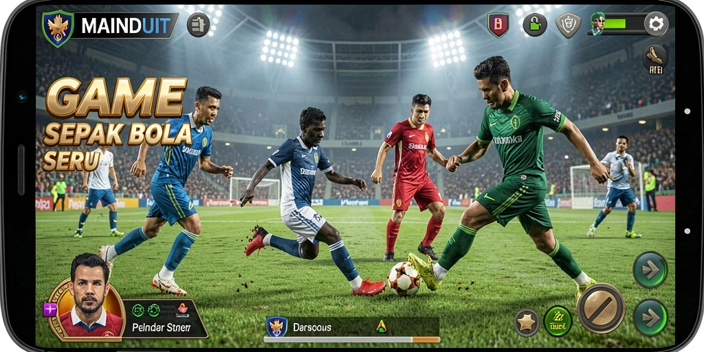 Gameplay seru sepak bola di MAINDUIT yang memukau.