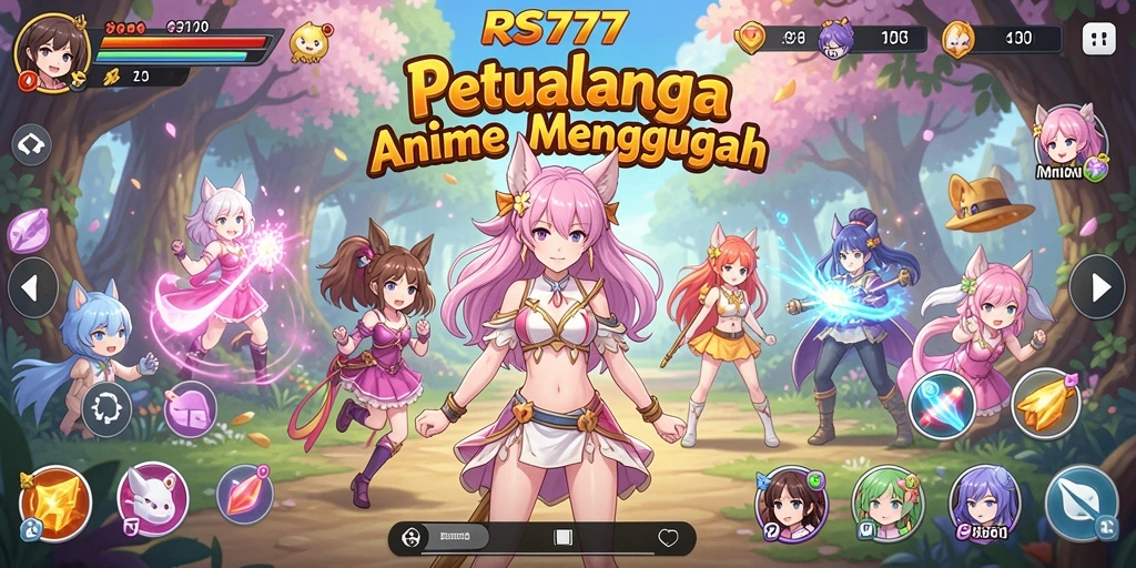 Screenshot gameplay RS777 menampilkan aksi karakter anime yang menarik.